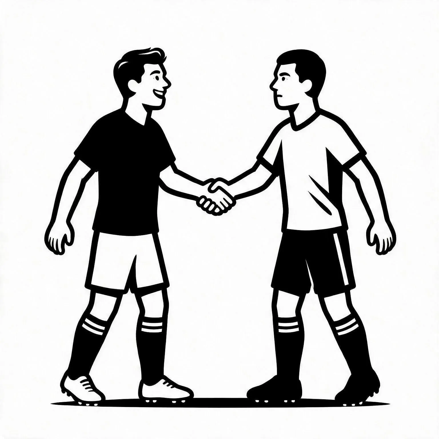 Two players from different teams shaking hands
